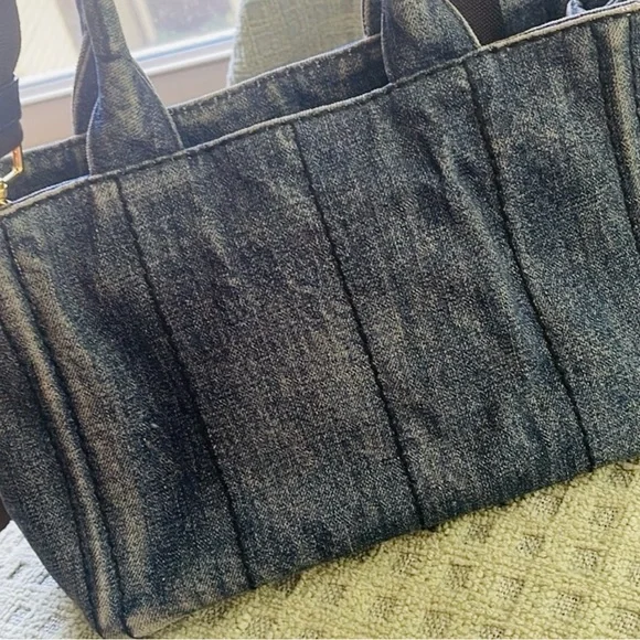 🎄Sale! Today only🎄Authentic Prada Canapa Tote in Blue Denim - Picture 3 of 10